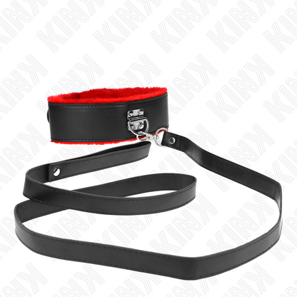 KINK - COLLARE REGOLABILE IN PELLE ROSSA 116 CM CON GUINZAGLIO 40-48 CM X 6 CM