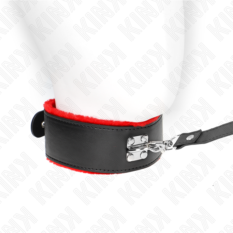 KINK - COLLARE REGOLABILE IN PELLE ROSSA 116 CM CON GUINZAGLIO 40-48 CM X 6 CM