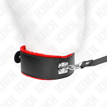 KINK - COLLARE REGOLABILE IN PELLE ROSSA 116 CM CON GUINZAGLIO 40-48 CM X 6 CM
