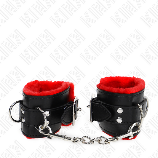 KINK - BRACCIALETTI ROSSI CON FODERINE A FORI QUADRATI E CINTURINO NERO REGOLABILE 17-29 CM X 6 CM