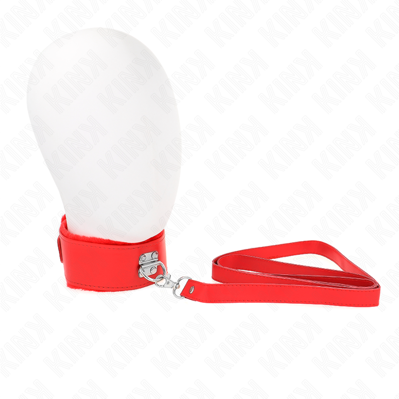 KINK - GUINZAGLIO CON BORCHIE ARGENTO 116 CM MODELLO 4 ROSSO REGOLABILE 40-48 CM X 6 CM