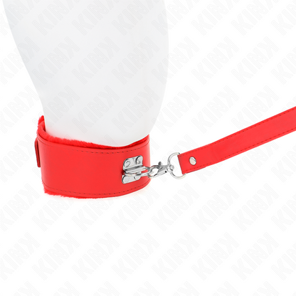 KINK - GUINZAGLIO CON BORCHIE ARGENTO 116 CM MODELLO 4 ROSSO REGOLABILE 40-48 CM X 6 CM