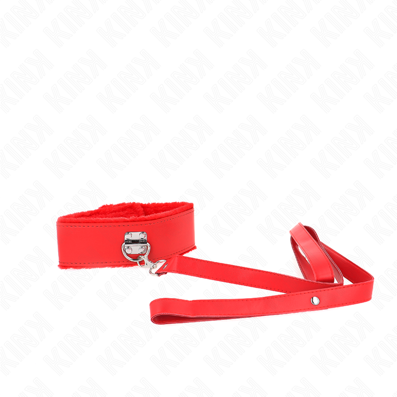 KINK - GUINZAGLIO CON BORCHIE ARGENTO 116 CM MODELLO 4 ROSSO REGOLABILE 40-48 CM X 6 CM