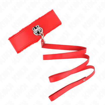 KINK - GUINZAGLIO CON BORCHIE ARGENTO 116 CM MODELLO 4 ROSSO REGOLABILE 40-48 CM X 6 CM