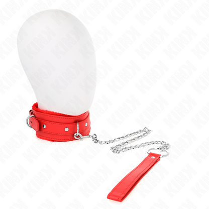 KINK - COLLARE CON GUINZAGLIO ROSSO 65 CM REGOLABILE 36-42 CM X 5,5 CM