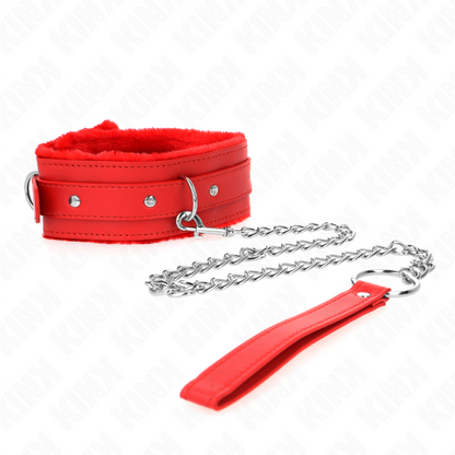KINK - COLLARE CON GUINZAGLIO ROSSO 65 CM REGOLABILE 36-42 CM X 5,5 CM