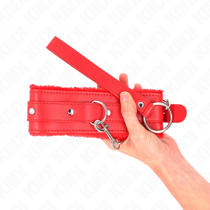 KINK - COLLARE CON GUINZAGLIO ROSSO 65 CM REGOLABILE 36-42 CM X 5,5 CM