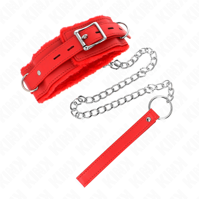 KINK - COLLARE CON GUINZAGLIO ROSSO 65 CM REGOLABILE 36-42 CM X 5,5 CM