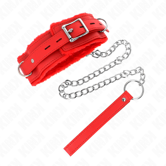 KINK - COLLARE CON GUINZAGLIO ROSSO 65 CM REGOLABILE 36-42 CM X 5,5 CM