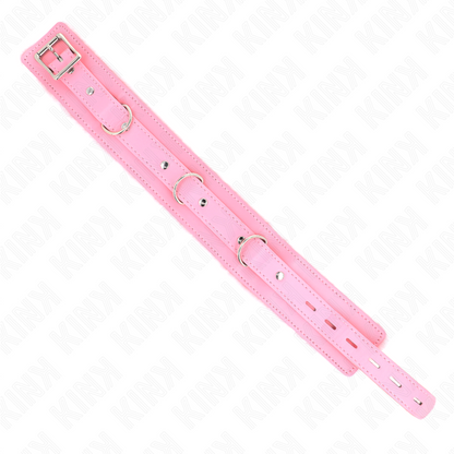 KINK - COLLARE ROSA CON GUINZAGLIO 65 CM CON FERMATURE REGOLABILI 36-42 CM X 5,5 CM