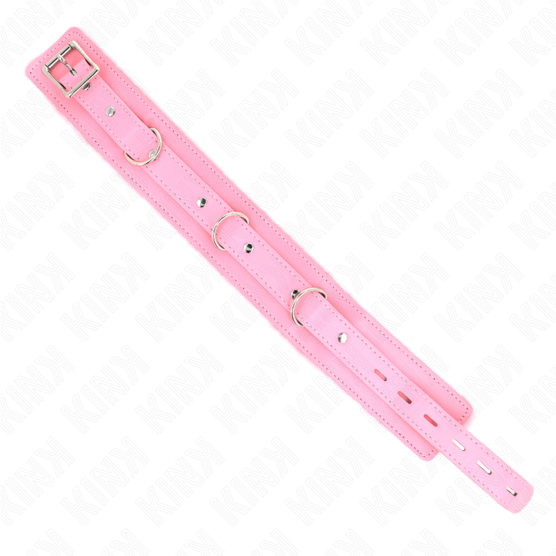 KINK - COLLARE ROSA CON GUINZAGLIO 65 CM CON FERMATURE REGOLABILI 36-42 CM X 5,5 CM