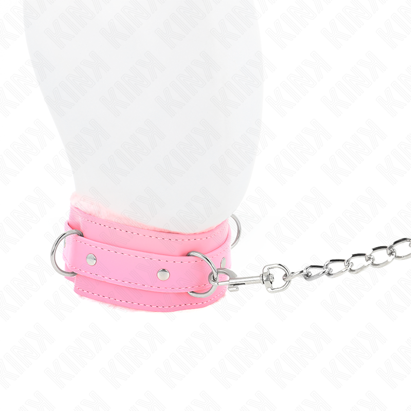 KINK - COLLARE ROSA CON GUINZAGLIO 65 CM CON FERMATURE REGOLABILI 36-42 CM X 5,5 CM