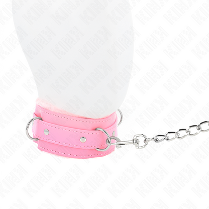 KINK - COLLARE ROSA CON GUINZAGLIO 65 CM CON FERMATURE REGOLABILI 36-42 CM X 5,5 CM