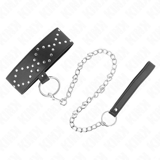 KINK - GUINZAGLIO CON BORCHIE ARGENTO 65 CM MODELLO 3 REGOLABILE 36-43 CM X 5 CM