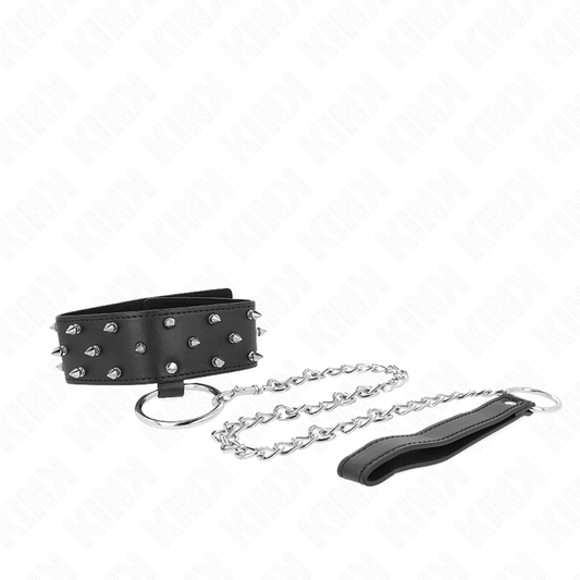 KINK - GUINZAGLIO CON BORCHIE ARGENTO 65 CM MODELLO 5 REGOLABILE 36-43 CM X 5 CM