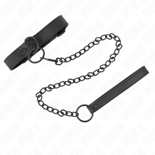 KINK - COLLARE CON GUINZAGLIO 65 CM SCURO REGOLABILE 37-54 CM X 3 CM