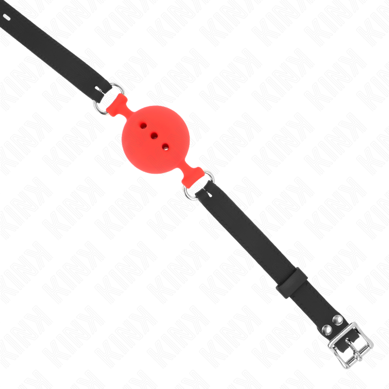 KINK - BAVAGLIO 55 x 2 CM PALLA 5 CM PIENO SILICONE TAGLIA L ROSSO REGOLABILE 35-51 CM