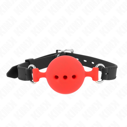KINK - BAVAGLIO 55 x 2 CM PALLA 5 CM PIENO SILICONE TAGLIA L ROSSO REGOLABILE 35-51 CM