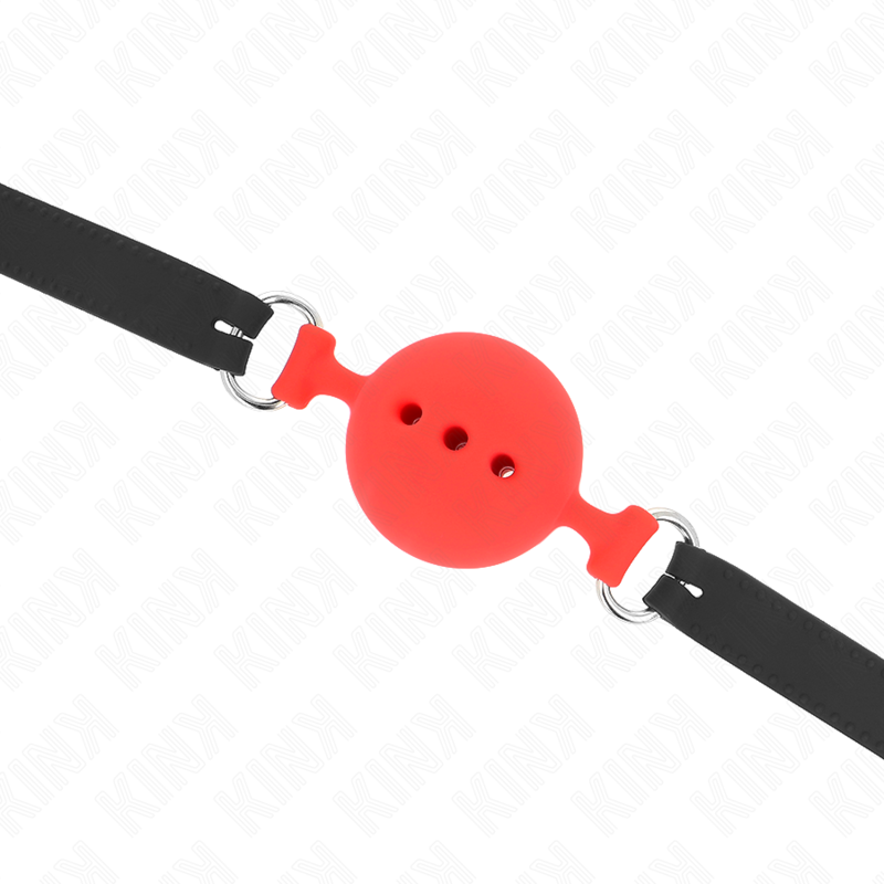 KINK - BAVAGLIO 55 x 2 CM PALLA 5 CM PIENO SILICONE TAGLIA L ROSSO REGOLABILE 35-51 CM