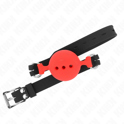 KINK - BAVAGLIO 55 x 2 CM PALLA 5 CM PIENO SILICONE TAGLIA L ROSSO REGOLABILE 35-51 CM