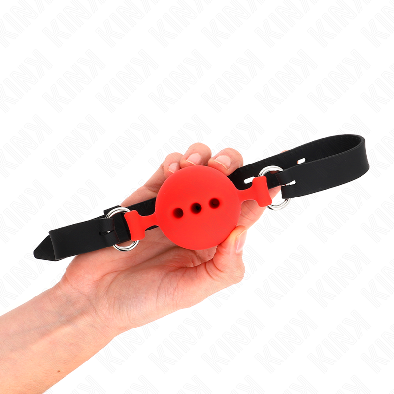 KINK - BAVAGLIO 55 x 2 CM PALLA 5 CM PIENO SILICONE TAGLIA L ROSSO REGOLABILE 35-51 CM