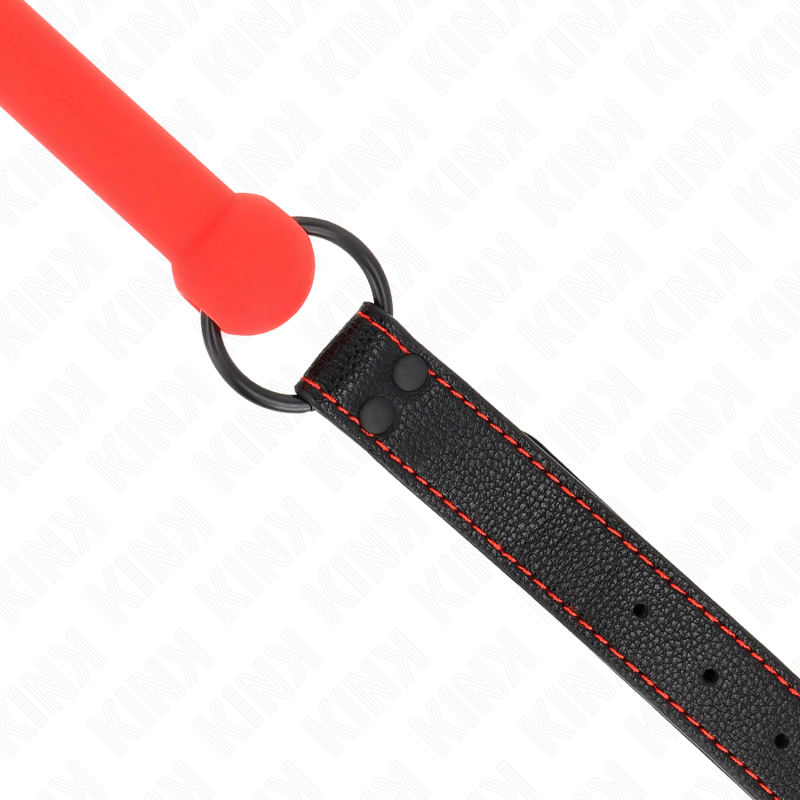 KINK - BAVAGLIO A FORMA DI OSSO CON CINTURINO REGOLABILE IN SIMILPELLE ROSSA 41-57 CM