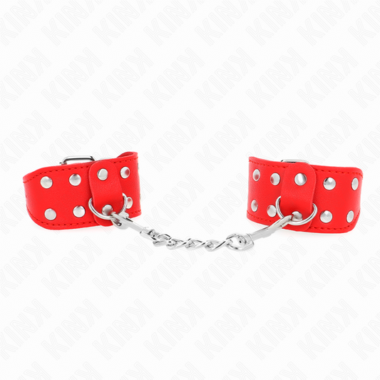 KINK - Braccialetti regolabili con doppia borchia, rossi