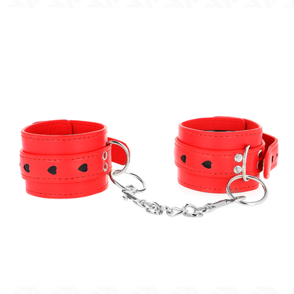 KINK - BRACCIALETTI ROSSI CON INSERTO CUORE NERO REGOLABILI 21-28 CM X 5,5 CM