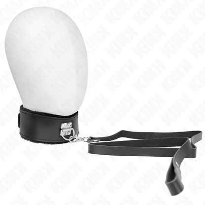KINK - COLLARE IN PELLE NERA 116 CM CON GUINZAGLIO REGOLABILE 40-48 CM X 6 CM