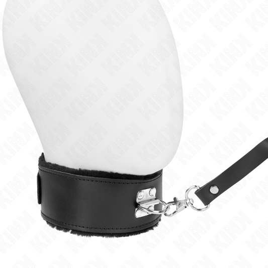 KINK - COLLARE IN PELLE NERA 116 CM CON GUINZAGLIO REGOLABILE 40-48 CM X 6 CM