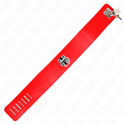 KINK - COLLARE CON GUINZAGLIO ROSSO LARGO 65 CM REGOLABILE 33,5-41 CM X 5 CM