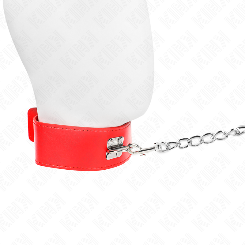 KINK - COLLARE CON GUINZAGLIO ROSSO LARGO 65 CM REGOLABILE 33,5-41 CM X 5 CM