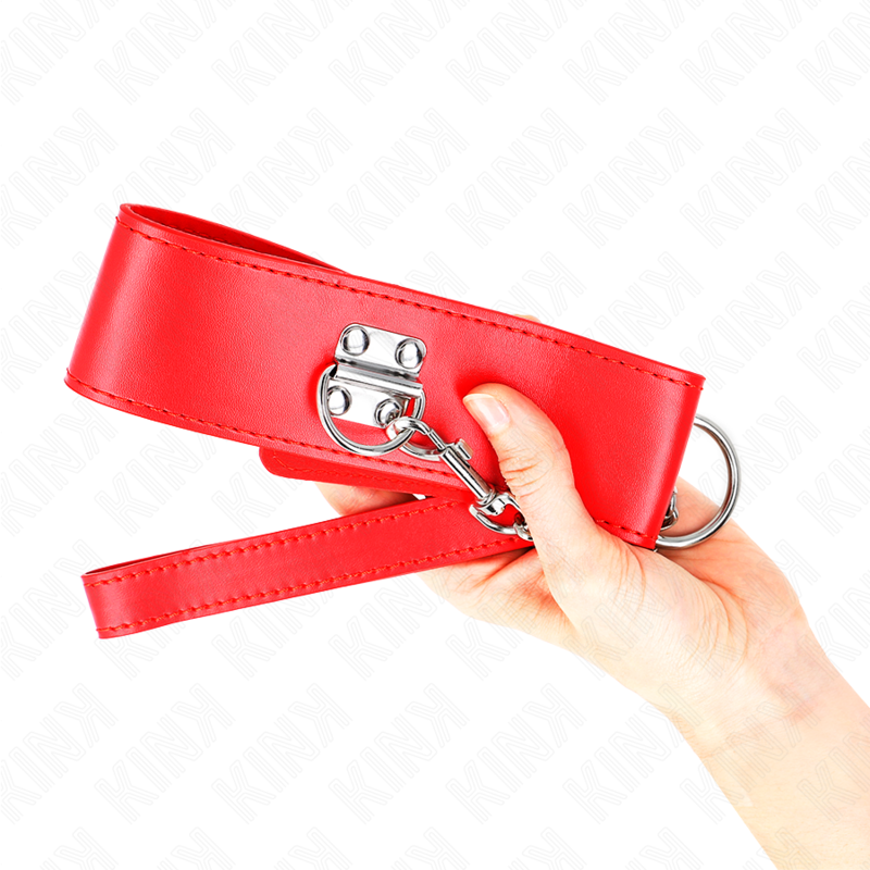 KINK - COLLARE CON GUINZAGLIO ROSSO LARGO 65 CM REGOLABILE 33,5-41 CM X 5 CM