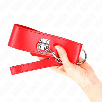 KINK - COLLARE CON GUINZAGLIO ROSSO LARGO 65 CM REGOLABILE 33,5-41 CM X 5 CM