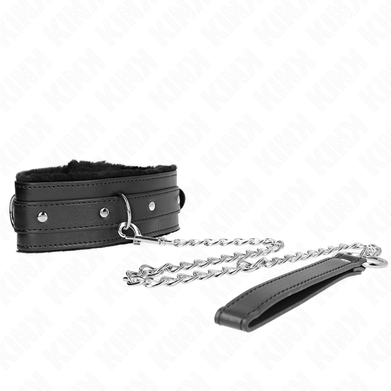 KINK - COLLARE REGOLABILE NERO DA 65 CM CON GUINZAGLIO E RESTRIZIONI 36-42 CM X 5,5 CM