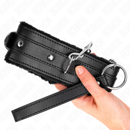 KINK - COLLARE REGOLABILE NERO DA 65 CM CON GUINZAGLIO E RESTRIZIONI 36-42 CM X 5,5 CM