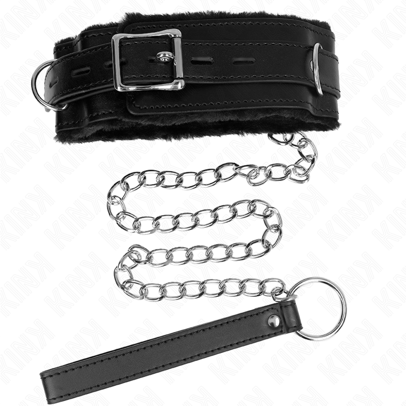 KINK - COLLARE REGOLABILE NERO DA 65 CM CON GUINZAGLIO E RESTRIZIONI 36-42 CM X 5,5 CM