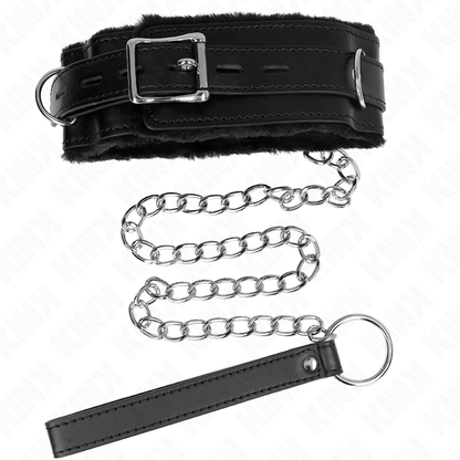 KINK - COLLARE REGOLABILE NERO DA 65 CM CON GUINZAGLIO E RESTRIZIONI 36-42 CM X 5,5 CM