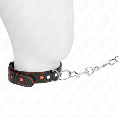 KINK - COLLARE CON GUINZAGLIO 65 CM DETTAGLI CUORE 52,5 X 2,5 CM