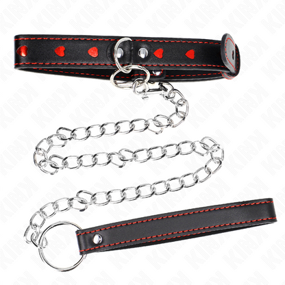 KINK - COLLARE CON GUINZAGLIO 65 CM DETTAGLI CUORE 52,5 X 2,5 CM