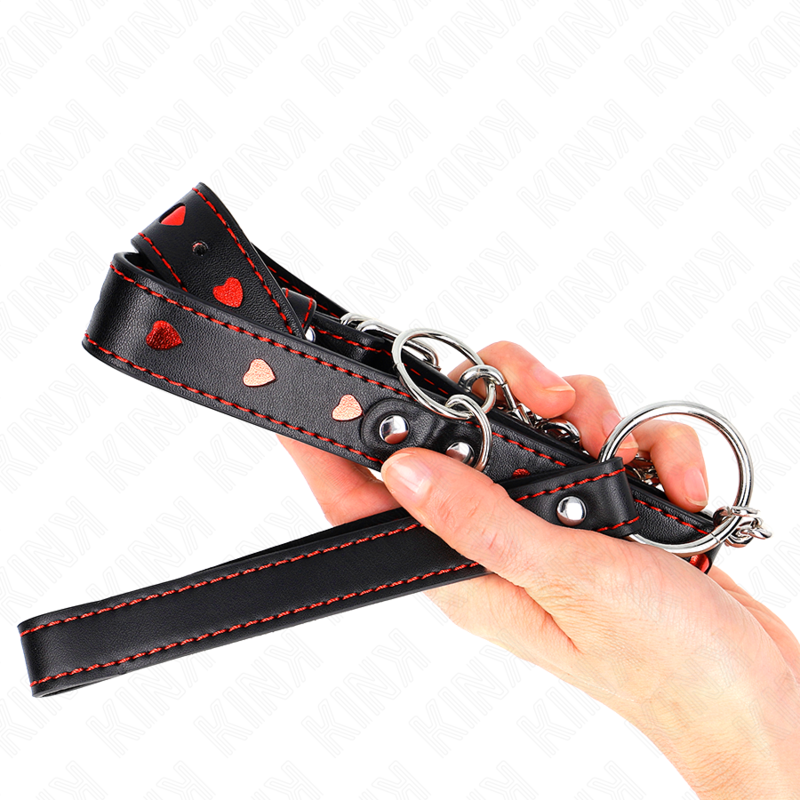 KINK - COLLARE CON GUINZAGLIO 65 CM DETTAGLI CUORE 52,5 X 2,5 CM