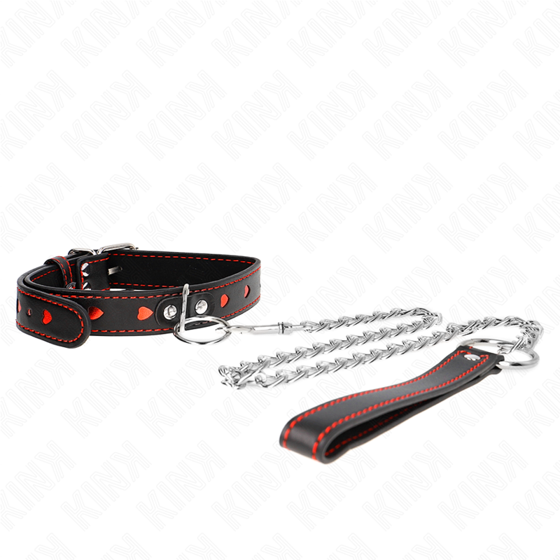 KINK - COLLARE CON GUINZAGLIO 65 CM DETTAGLI CUORE 52,5 X 2,5 CM