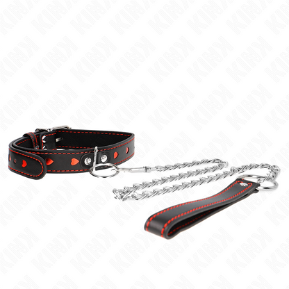 KINK - COLLARE CON GUINZAGLIO 65 CM DETTAGLI CUORE 52,5 X 2,5 CM