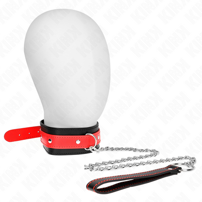 KINK - COLLARE CON GUINZAGLIO 65 CM ROSSO REGOLABILE 36-43 CM X 5 CM