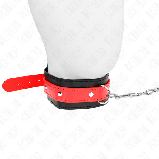 KINK - COLLARE CON GUINZAGLIO 65 CM ROSSO REGOLABILE 36-43 CM X 5 CM
