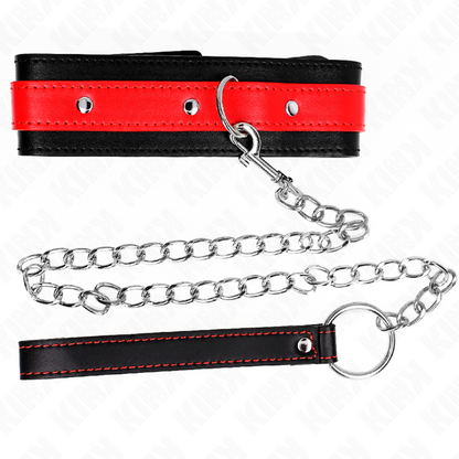 KINK - COLLARE CON GUINZAGLIO 65 CM ROSSO REGOLABILE 36-43 CM X 5 CM