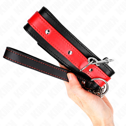 KINK - COLLARE CON GUINZAGLIO 65 CM ROSSO REGOLABILE 36-43 CM X 5 CM