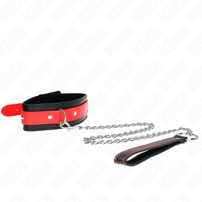 KINK - COLLARE CON GUINZAGLIO 65 CM ROSSO REGOLABILE 36-43 CM X 5 CM