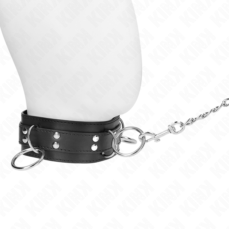 KINK - COLLARE CON GUINZAGLIO 80 CM SCHIAVITÙ 3 ANELLI 53 X 5 CM