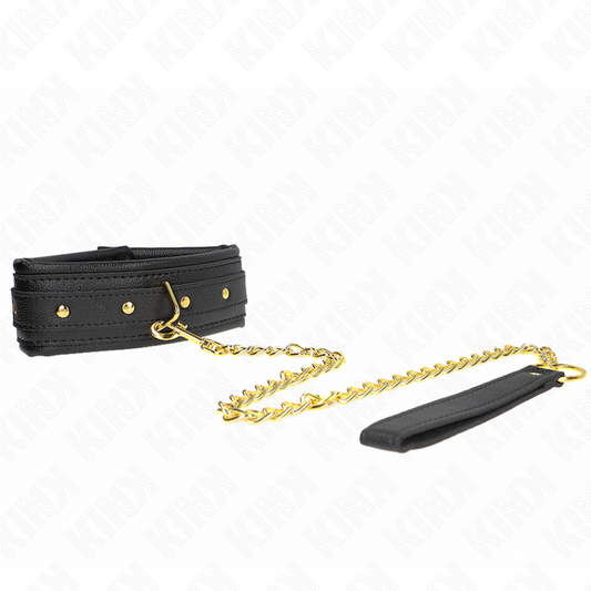 KINK - COLLARE IN SPUGNA SIMILPELLE CON GUINZAGLIO MODELLO 1 REGOLABILE 37-54 CM X 3 CM